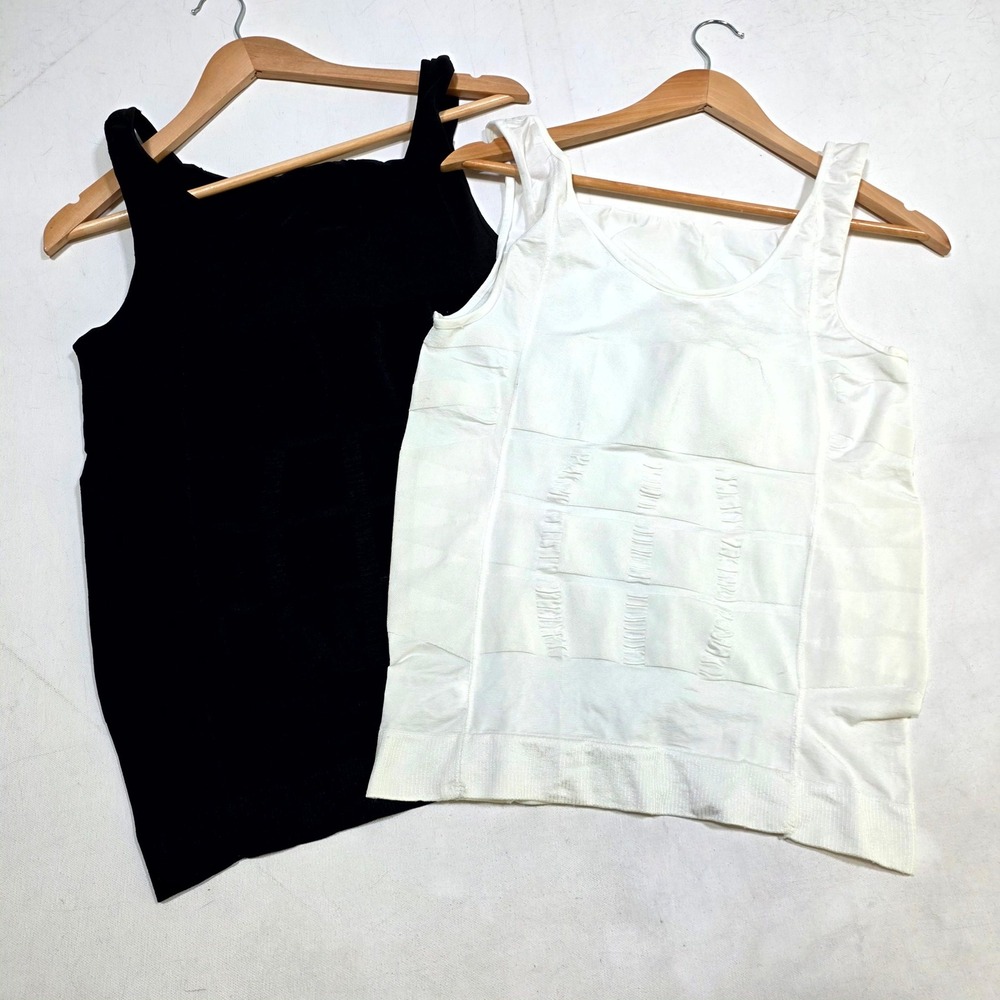 Compression Tank Top Mens XL Black White 2 Pack Body Sculpting Slimming Gym Yoga